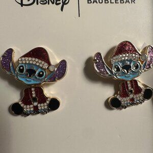 Disney BaubleBar Stitch Santa Earrings  NIB